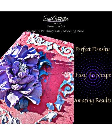 3D Sculpture Painting Paste 6 oz (Metallic White) - Ready to Use Decorative Plaster for Artwork, Stencil, Flowers, Art Relief - Buy Online on GoSupps.com