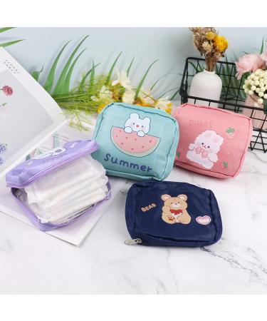 Tuciyke Sanitary Napkin Storage Bag - Pack of 4 Portable Pouch for Menstrual Pads - 5x4.7 inches Period Bag with Zipper - Cute Rabbit Design for Women, Girls, and Teens - Buy Online on GoSupps.com