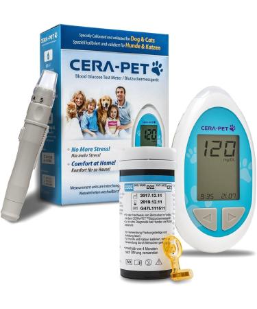 Cera-Pet Blood Glucose Meter Set for Dogs & Cats - Value Pack with 50 Test Strips & 50 Lancets - Best for Pet Diabetes Management - Buy Online on GoSupps.com