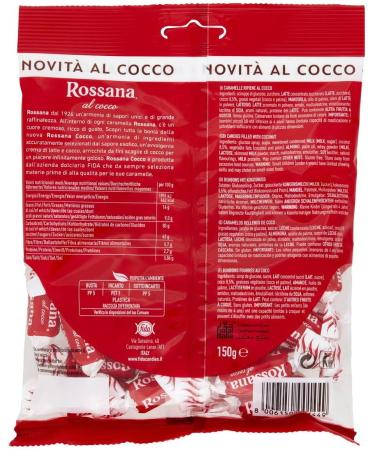  Italian Gourmet E.R. Rossana al Cocco Caramelle Candies Bonbon Lollies Pack of 6 hard candies with a creamy milk and coconut filling 150g bag + Italian Gourmet Polpa di Pomodoro 400g box - Buy Online on GoSupps.com