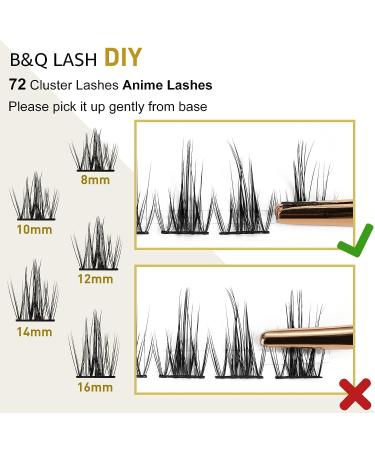 D Curl 18mm DIY Lash Extensions - 72 Clusters Wispy Volume Individual Eyelash Extensions - B&Q LASH D-18mm - Buy Online on GoSupps.com