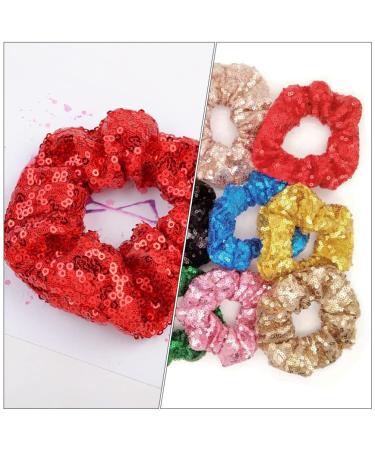 Red Sequin Hair Ties - 4pcs Christmas & Valentine's Day Elastic Ponytail Holders for Women & Girls - Buy Online on GoSupps.com