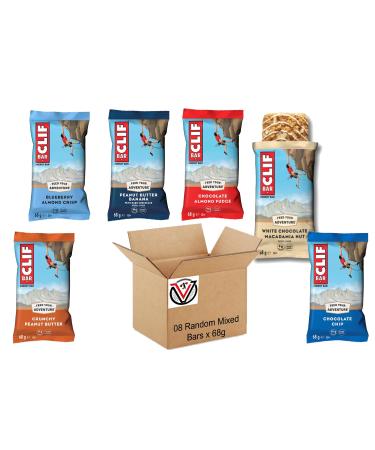 Clif Bar Energy Bar Peanut Butter Banana Chocolate Chip Blueberry Almond Crisp Almond Fudge White Macadamia Nut Crunchy Peanut Butter 68g | Random Mixed Flavour Bars (08 Bars All Mixed Flavours) All Mixed Flavours 08 Bars
