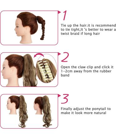 FXYTK Claw Clip Ponytail Hair Extension 18 Curly Ash Blonde Mix Ginger - Jaw Ponytail Extension - Buy Online on GoSupps.com