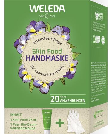 WELEDA BIO SKIN FOOD HAND MASKS SET - Natural cosmetics Hand care gift set for intensive care dry skin existing skin cream & reusable gloves made of organic cotton