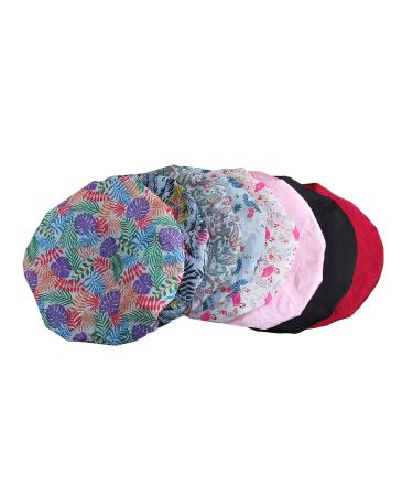 Adjustable Large Shower Cap with Elastic Band and Fixing Buckle - Waterproof Reusable Bath Cap for Women | 02 Colored Leaves - Buy Online on GoSupps.com