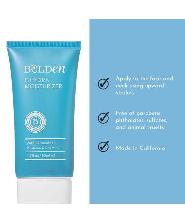 BOLDEN F-Hydra Moisturizer | Hydrating Daily Face Cream for Dry Skin | Ceramides Peptides & Vitamin F | 1.7 Fl Oz - Shop Internationally - Buy Online on GoSupps.com