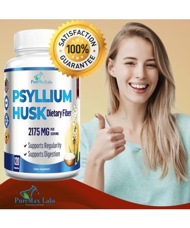 YUMMYVITE Premium Psyllium Husk 2175mg Dietary Fiber Supplement - Non-GMO, 120 Capsules - Buy Online on GoSupps.com