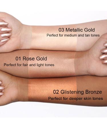 3-Piece Liquid Highlighter & Metallic Eyeshadow Palette Set - Long Lasting, High Pigmented & Waterproof Makeup for Women - Buy Online on GoSupps.com