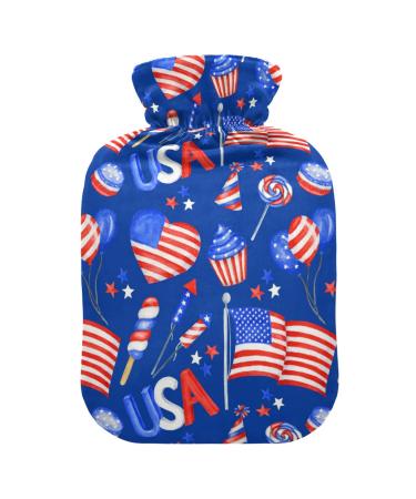 Heat bottle with reference 1 l of durable warm-up bag for hand feet shoulder and neck pain cramps heating press and heat therapy pattern of July 4th Patriotic American