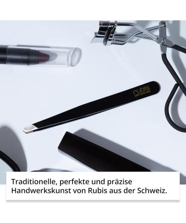 Rubis Black Tweezers - Professional Fine Pointed Eyebrow Plucking & Hair Removal - Sloping Tips - International Shipping - Buy Online on GoSupps.com