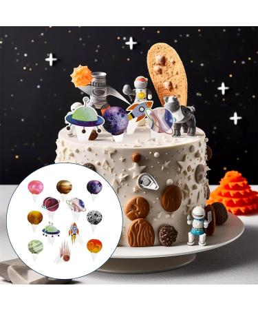 24 Pcs Space Cupcake Toppers Outer Space Cake Toppers Decoration Planet Rocket DIY Cup Cake Toppers Decoration for Boys Space Theme Happy Birthday Cupcake Toppers - Buy Online on GoSupps.com