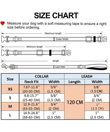 Mihqy Adjustable Dog Collar and Leash Set - Soft Comfortable Nylon for Small Medium Large Dogs & Cats - Red Flower Design (L: Neck 38-63cm Width 2.5cm) - Buy Online on GoSupps.com