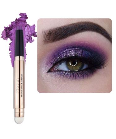 Enfuntins Cream Eyeshadow Stick Shimmer Glitter Eyeshadow Pencil with Soft Smudger Long Lasting Waterproof Eye Highlighter Stick Eye Shadow Makeup (08 Orchid Shimmer)