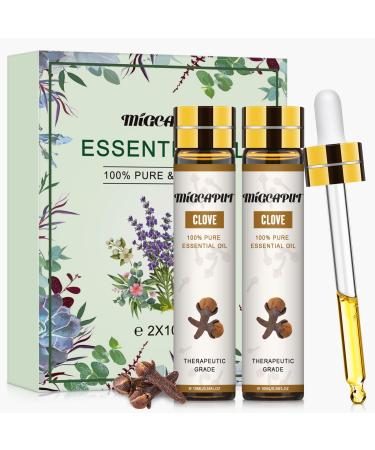 Migcaput clove oil (2 x 10ml) spice clove essential oil perfect for diffusers aromatherapy 100% pure natural oil 10 ml (2 -pack)