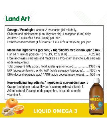 Omega-3 Supplement Liquid 250ml 1380mg EAP + DHA for Kids and Adults non-GMO Gluten Free - Made in Canada 250 ml (Pack of 1) - Buy Online on GoSupps.com