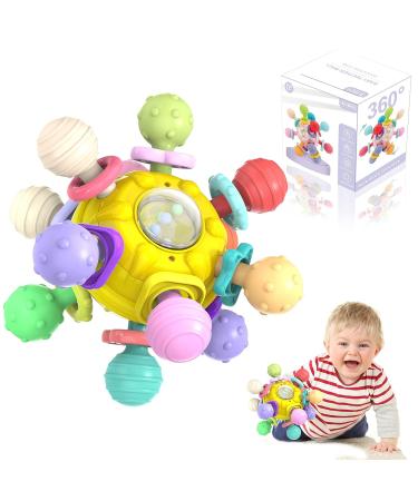 Baby Teething Ball Toy for 0-12 Months | Rattle Sensory Infant Toy - Yellow - Buy Online on GoSupps.com