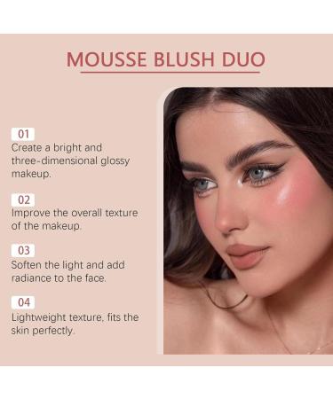 Magic Finish Mousse Blush Duo Liquid High Gloss Powder Blusher Cream Moisturizing Easy To Push Away Non Fading Multifunctional Face Repairing High Gloss Powder Blusher Liquid (Peach pink 12ml) - Buy Online on GoSupps.com