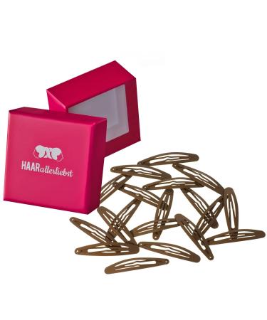 HAARallerliebst hair clips oval (20 pieces | brown | approx. 6 cm) including box for storage (box color: pink) - Buy Online on GoSupps.com
