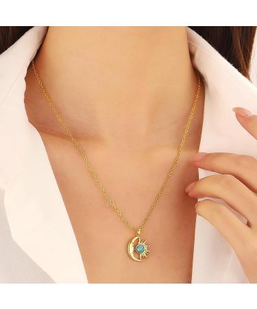 Oralgo's Chic Sun and Moon Necklace - Stylish Silver/Gold Fashion Jewelry for Trendsetters - Buy Online on GoSupps.com