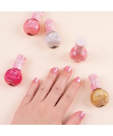 Three Cheers for Girls Pink & Gold Hexagon Shimmer Nail Polish Set - 5 Pack Non-Toxic Kit for Kids & Teens, Ages 8 - Buy Online on GoSupps.com