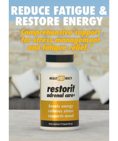 HEALTH DIRECT - Restorit Adrenal Care+ Adrenal Support & Cortisol Balance Supplement - Stress Relief Calm Energy Focus & Resilience with B6 Ashwagandha L-Theanine 5-HTP DHEA - 112 Capsules - Buy Online on GoSupps.com