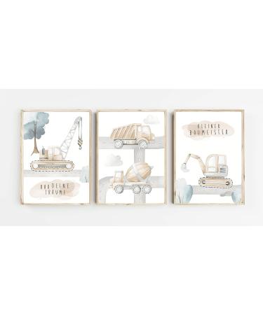 Double Critical Lemmami Stationery Set | 3er Murals for Children's Room | Baby Room Decor | Excavator & Construction Site Posters | A4 Wall Art for Boys - Buy Online on GoSupps.com