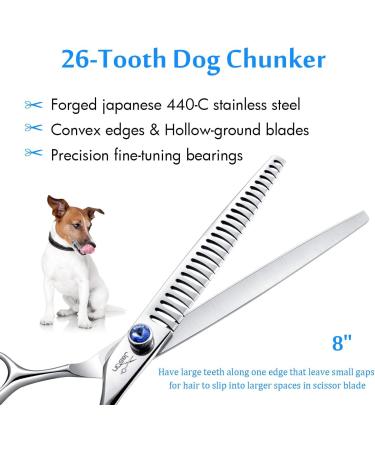 Jason Professional Dog & Cat Chunker Scissors - 8 Inch Fur Care Shears with 26 Teeth - Japanese 440C Stainless Steel - Buy Online on GoSupps.com