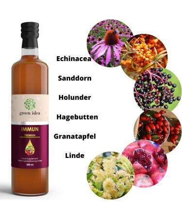 Green Idea Immune Syrup - Echinacea & Beta Glucan | Vegan 500ml | Strengthen Immune System Naturally - No Artificial Sweeteners - Buy Online on GoSupps.com