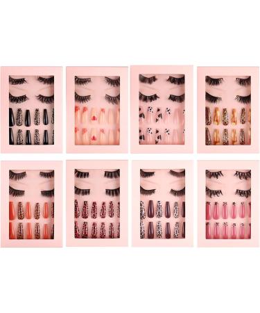 Faux Mink Lashes Manga Lashes Natural Look False Eyelashes with French Tip Press On Nails Coffin False Nails Set Full Cover Press On Nails SET71 - Buy Online on GoSupps.com