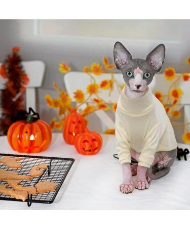 XXL Pumyporeity Sphynx Cat Sweater - Warm Cotton Monkish West Vest Costume for Hairless Cats - Beige Kitten Jumper - Buy Online on GoSupps.com
