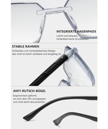 Lanomi 3 Pairs Frameless Reading Glasses for Men & Women - Blue Light Filter Diamond Cut Borderless Visual Aid (Gray Brown Transparent Lens) - 3.0x Magnification - Buy Online on GoSupps.com