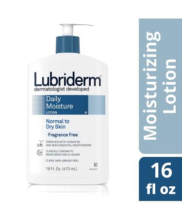 Lubriderm Daily Moisture Hydrating Body Lotion - 16 fl. oz | Fragrance-Free, Non-Greasy Formula with Pro-Vitamin B5 for Healthy-Looking Skin - Buy Online on GoSupps.com