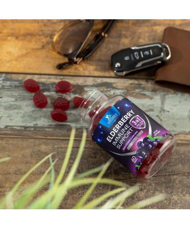 Sambucus Elderberry Gummies with Vitamin C, Zinc - Immune Support for Adults & Kids - Vegan, Gluten Free, Non-GMO - 60 Berry Flavored Gummies - Buy Online on GoSupps.com