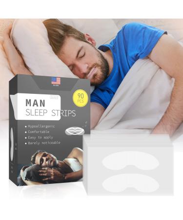 Men Mouth Tape for Sleeping 90pcs Mouth Tape to Stop Snoring Sleep Strips for Less Mouth Breathing Mouth Strips for Sleeping Improve Sleep Quality & Instant Snoring Relief Anti Snoring Devices Black Gold-men