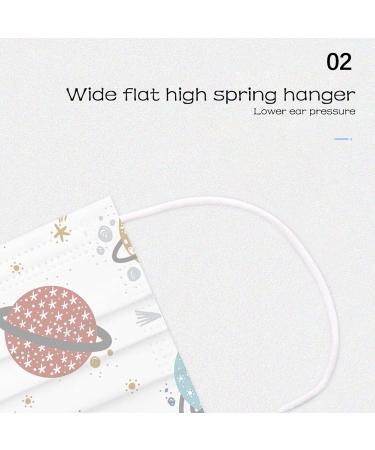 Children's Mask Disposable Face_Masks Industrial 3Ply Ear Loop Cute Printed Outdoor School Protective Breathable Face Cover White-1 50pcs - Buy Online on GoSupps.com