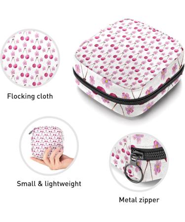Stylish Women's Portable Period Kit | Bonds Storage Pockets - Hot Watercolor Pink Flower & Cherry Pattern - Buy Online on GoSupps.com