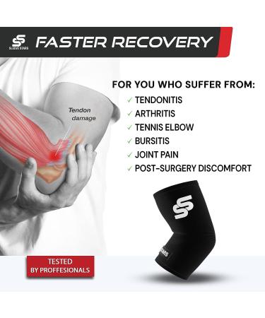 Sleeve Stars Elbow Compression Sleeve | Tendonitis & Arthritis Elbow Brace for Men & Women | Tennis Elbow Support & Arm Protector Wrap for Sports & Golf | Size S (7-8.5) Black - Buy Online on GoSupps.com