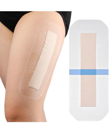 10 Pcs Waterproof Knee Replacement Surgery Medical Bandage Silicone Gentle Adhesive Island Dressing Bordered Gauze Wounds Cover Shower Protector for After Surgery Hip Replacement 4"x10" 4x10 Inch (Pack of 10) Waterproof Silicone Dressing