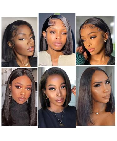 YCKL 13x4 Lace Front Human Hair Bob Wig for Black Women - 180% Density, Glueless, Pre Plucked with Baby Hair, Straight HD Transparent Lace Frontal Wig - 10 Inch - Buy Online on GoSupps.com