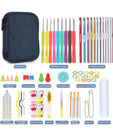 Katech 85-Piece Crochet Hooks Set with Storage Case - Ergonomic Knitting Needles Kit for DIY Hand Knitting - Blue - Buy Online on GoSupps.com