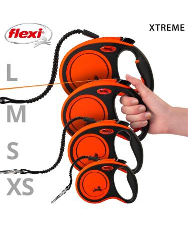 Flexi Xtreme Tape Orange & Black Large 8m Retractable Dog Leash/Lead for dogs up to 55kgs/121bs Orange & Black Large (8m) - Buy Online on GoSupps.com