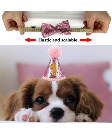 Dher Pet Birthday Set - Pink Sequin Hat & Party Decoration for Dogs & Cats | Festive Birthday Accessories - Buy Online on GoSupps.com