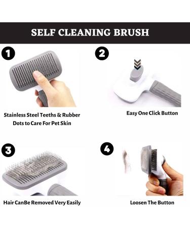 Self Cleaning Slicker Brush for Dogs Cats Rabbits Puppies - Laadi Pet Grooming Brush for Long & Short Haired Cats and Dogs - Buy Online on GoSupps.com