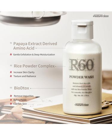 NATURECLASS R60 Rice Enzyme Face Wash Powder Exfoliating Facial Cleanser with Rice Bran Extract Gentle Powder Wash for Sensitive Skin Deep Pore Care Korean Skin Care Fragrance Free 1.76oz - Buy Online on GoSupps.com