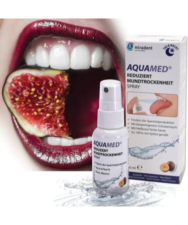 Miradent aquamed Mouth Drying Spray 30ml | Xylitol | Moisture Relief | Fruity Passion Fruit Flavor | Sugar-Free & Alcohol-Free | Tooth Mineralizing - Buy Online on GoSupps.com