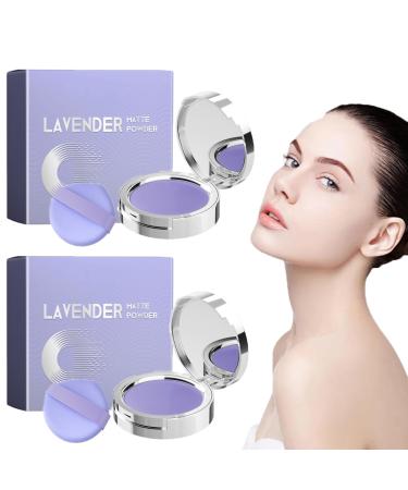 Professional Poudre de Maquillage de Lavande Lavender Matte Powder Fond de Teint Poudre Longue Tenue Poudre Libre Fini Mat Pour Tous Types de Peaux Cadeau de la F te des M res (2PCS)