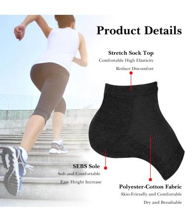 Linkidea Height Max Socks - 1.8 Inch Invisible Shoe Lift Insoles for Men & Women | 4.5cm Black Heel Pads - Buy Online on GoSupps.com
