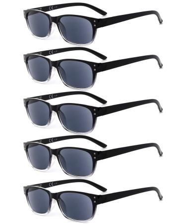 Eyekepper 5-pack Retro Vintage Reading Glasses Sunglasses Readers with Spring Hinges +1.75 Gray Lens 1.75 Diopter