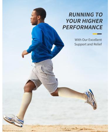 Cambivo Compression Stockings for Men & Women - 2 Pairs Support Socks for Running Sports Travel & Cycling - L-XL Beige - Buy Online on GoSupps.com